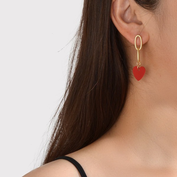

Heart Drop Earrings, Burgundy