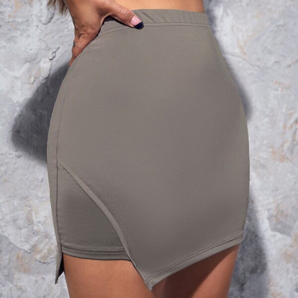 

Solid High Waisted Bodycon Skirt, Dark grey