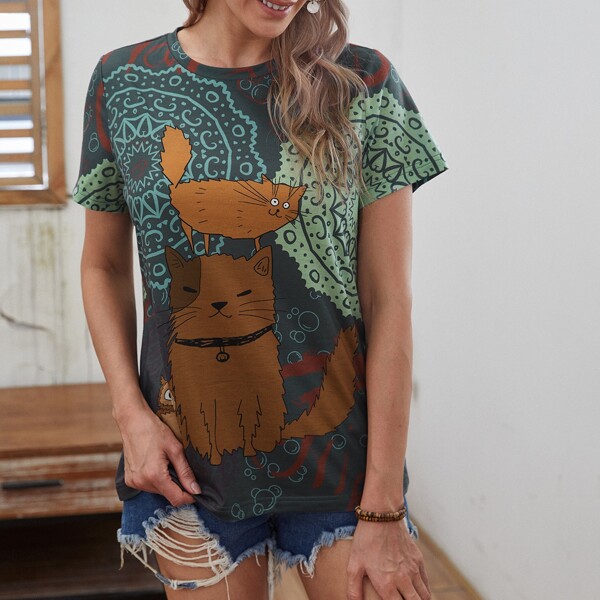 

Cartoon Graphic Tee, Multicolor
