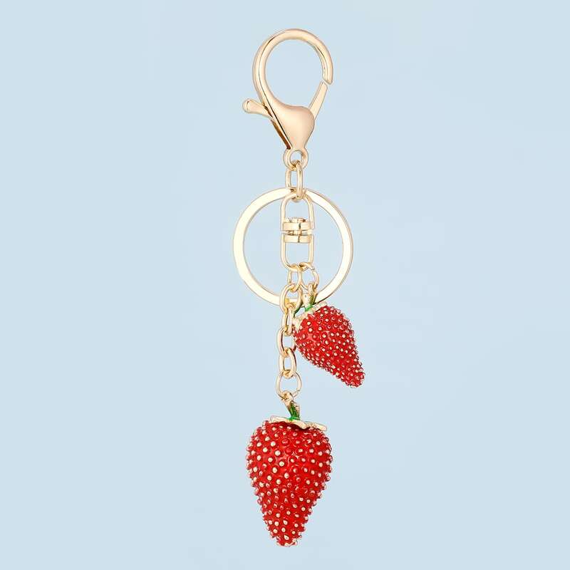 

Strawberry Pendant Keychain, Red