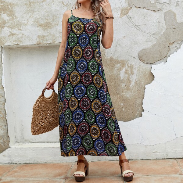 

Allover Print Cami Dress, Multicolor