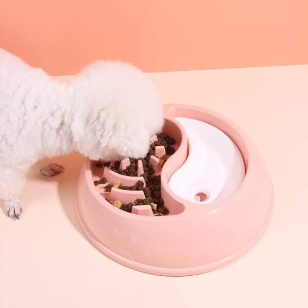 

1pc Slow Feeder Pet Bowl, Pink