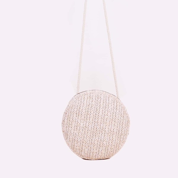 

Minimalist Straw Design Circle Bag, Beige
