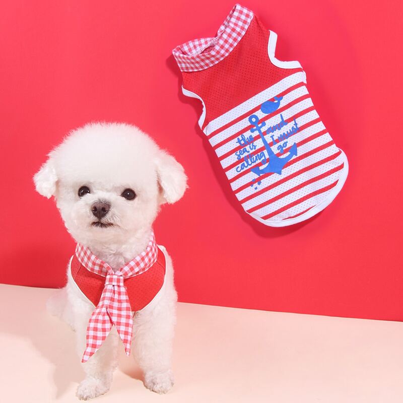 

Striped Pattern Pet Tank Top, Red