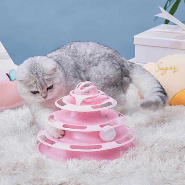 

1pc 4 Layer Pet Toy Turntable, Pink