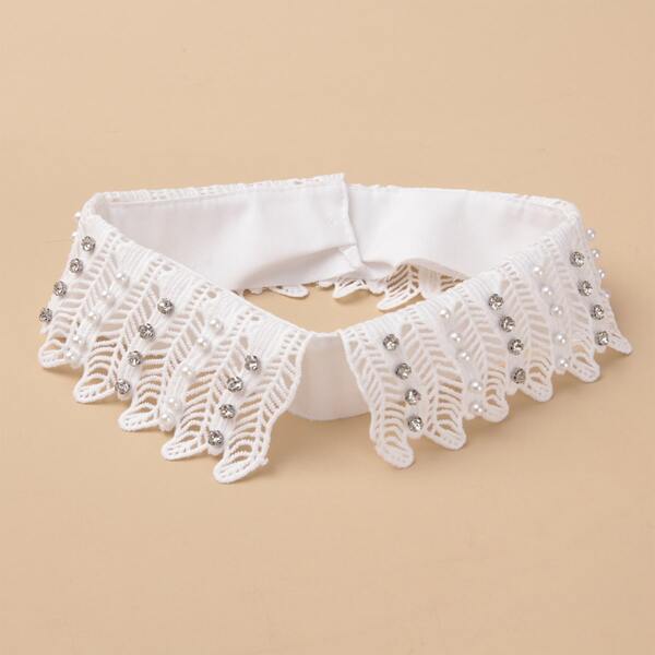 

Rhinestone Decor Faux Collar, White
