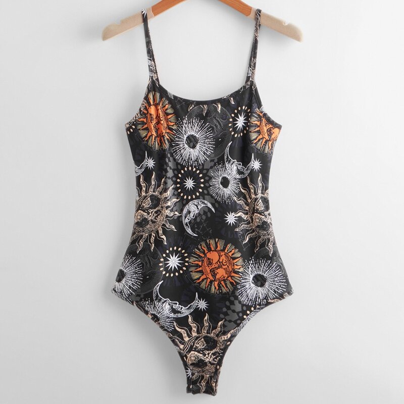 

Sun & Moon Graphic Cami Bodysuit, Multicolor