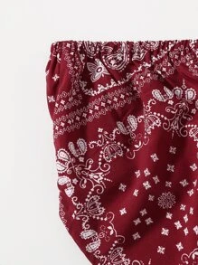 Paisley Print Crop Bandana Top - Burgundy - View 5