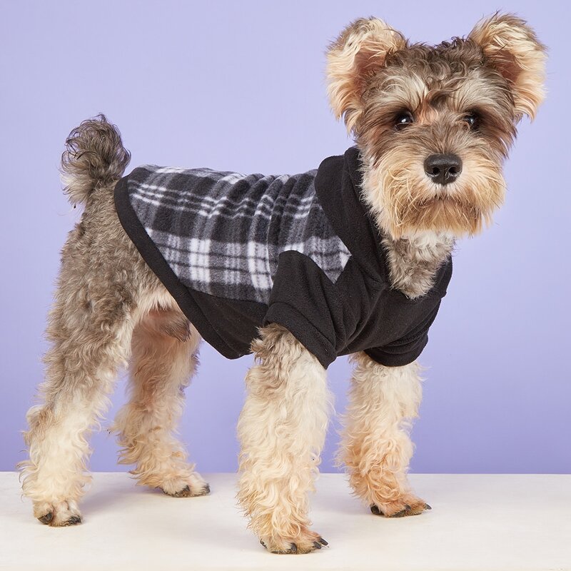 

Plaid Pattern Pet Hoodie, Black and white