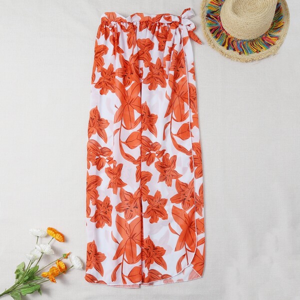 

Floral Print Split Cover Up, Multicolor