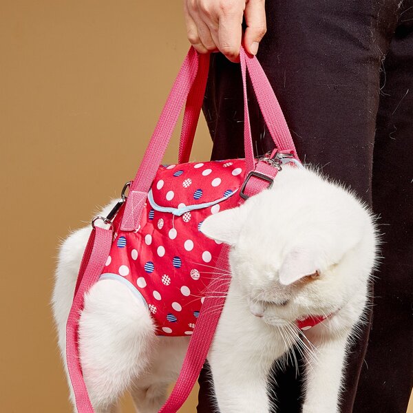 

1pc Polka Dot Pattern Pet Carrier Bag, Hot pink