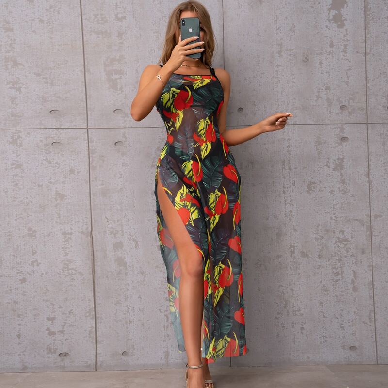 

Floral & Tropical Print Cover Up, Multicolor