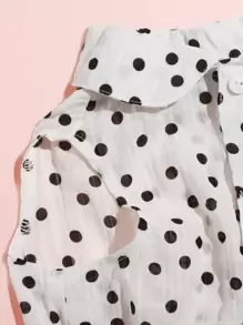 1 件无袖波尔卡圆点宠物衬衫，简约而实用 - 白色 - 查看 4