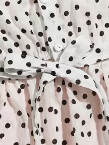 1 件无袖波尔卡圆点宠物衬衫，简约而实用 - 白色 - 查看 5