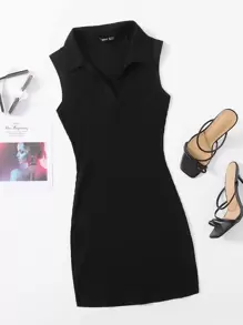 SHEIN Essnce 羅紋針織素色包臀洋裝