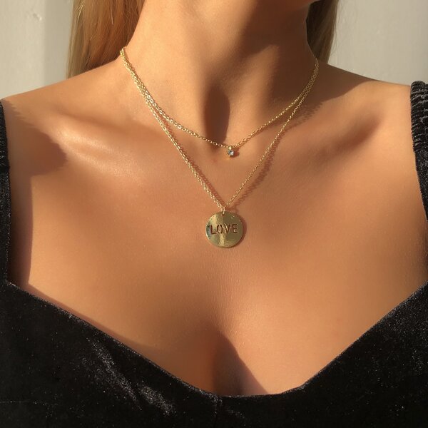 

Disc Charm Layered Necklace, Gold