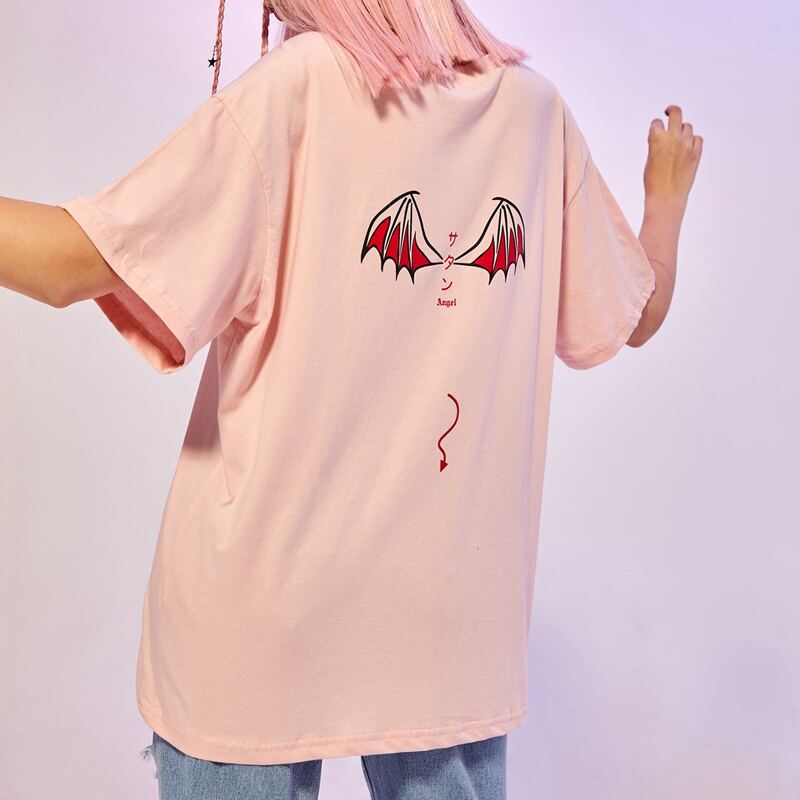 

Letter Graphic Oversized Tee, Dusty pink