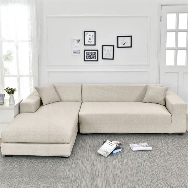

Plain Sofa Cover & 1pc Cushion Cover Without Filler, Beige