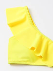 Tween Girl Tropical Print Ruffle Trim Bikini Set Summer Beach Summer Holiday - Multicolor - View 4