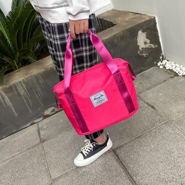 

Letter Graphic Shoulder Tote Bag, Hot pink