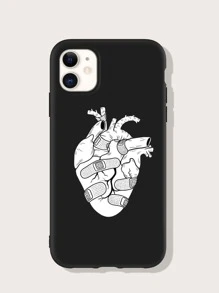 Heart Pattern Phone Case - Black and White - View 1