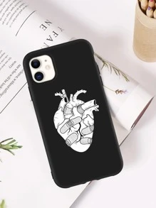 Heart Pattern Phone Case - Black and White - View 2