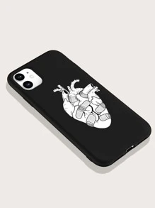 Heart Pattern Phone Case - Black and White - View 3