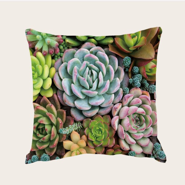 

Succulents Print Cushion Cover Without Filler, Multicolor