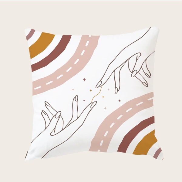 

Hand Print Cushion Cover Without Filler, Multicolor