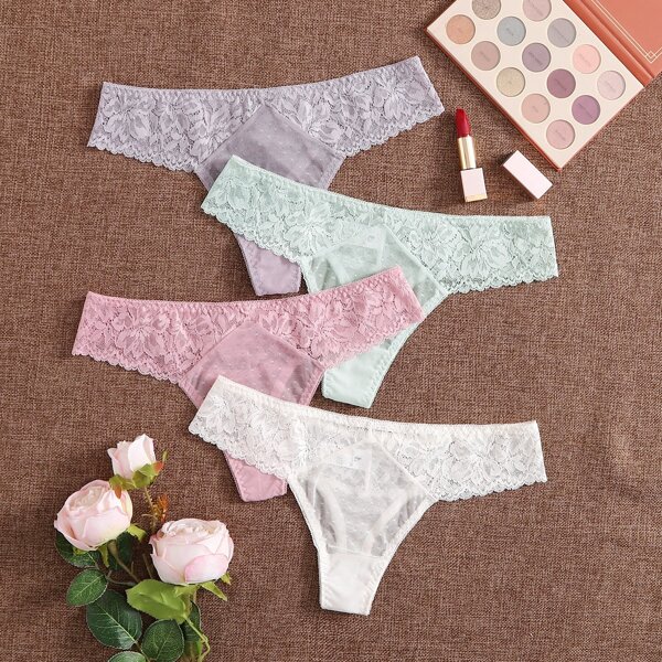 

4pack Floral Lace Panty Set, Multicolor