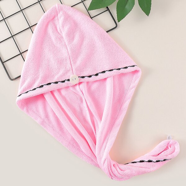 

Contrast Trim Hair Drying Cap, Pink