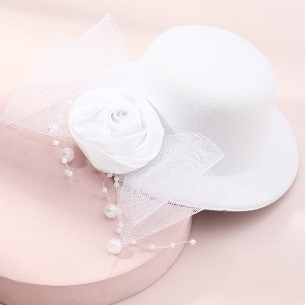 

Toddler Girls Hat Decor Hair Clip, White