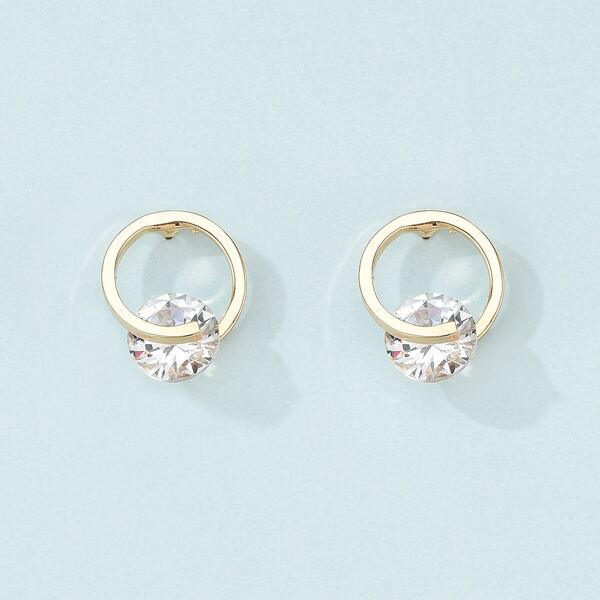 

Zircon Decor Earrings, Gold
