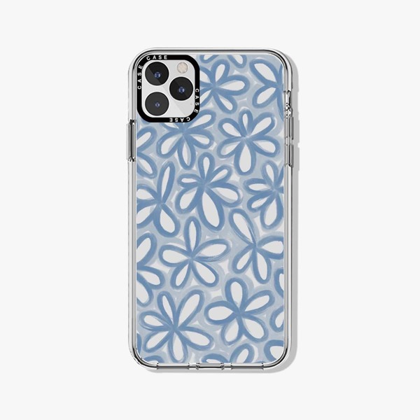 

Flower Pattern Phone Case, Blue and white