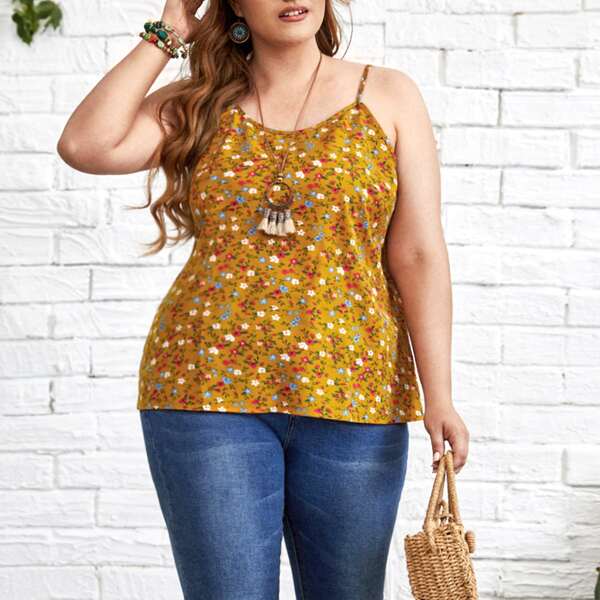 

Plus Ditsy Floral Cami Top, Multicolor