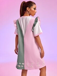 Sonya Vestido De Agujero De Brazo Con Volantes Bordado Floral (sin Camiseta) - Multicolor - Ver 2