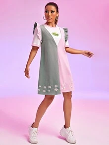 Sonya Vestido De Agujero De Brazo Con Volantes Bordado Floral (sin Camiseta) - Multicolor - Ver 4