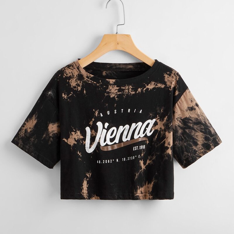 

Letter Tie Dye Crop Tee, Multicolor