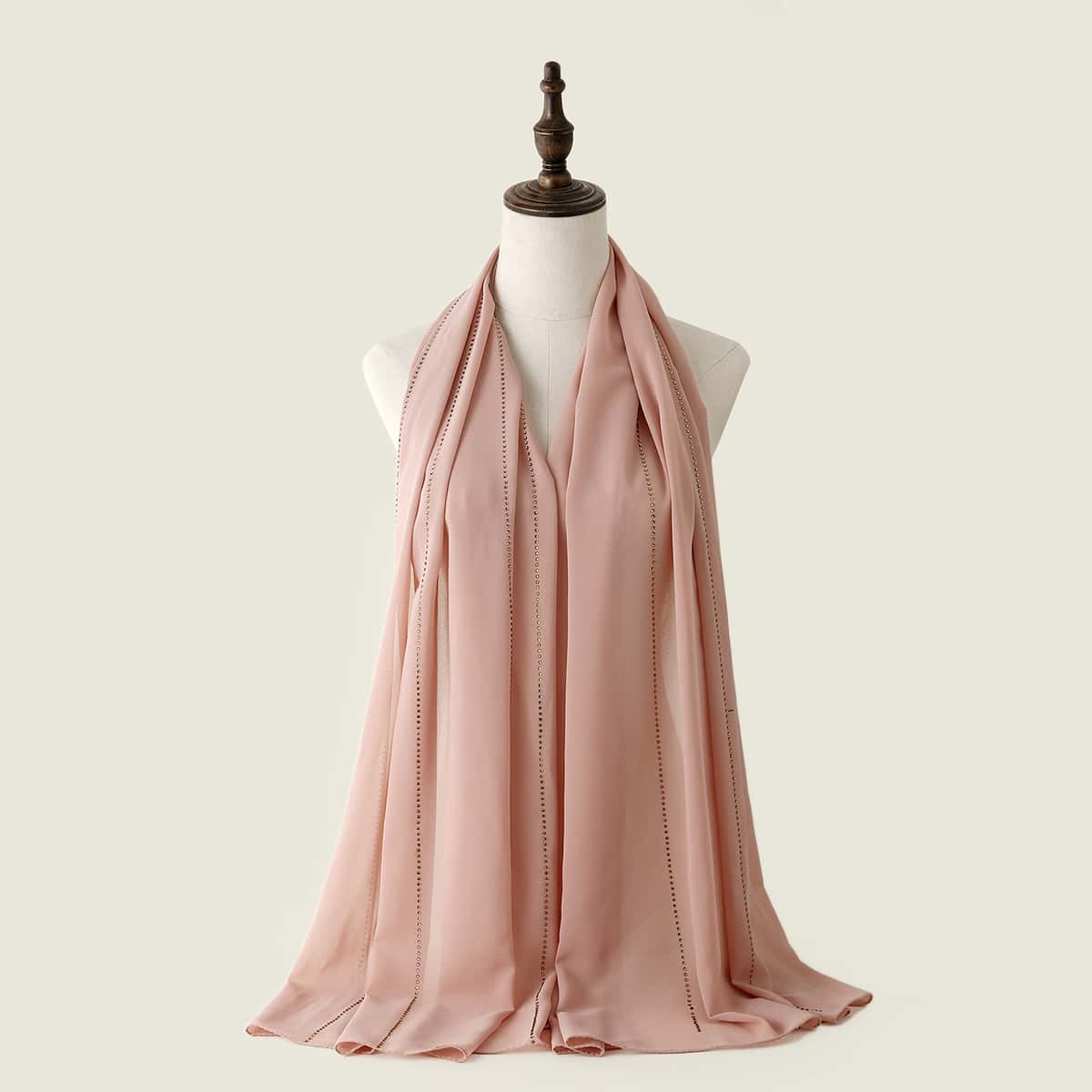 

Rhinestone Detail Chiffon Scarf, Pink