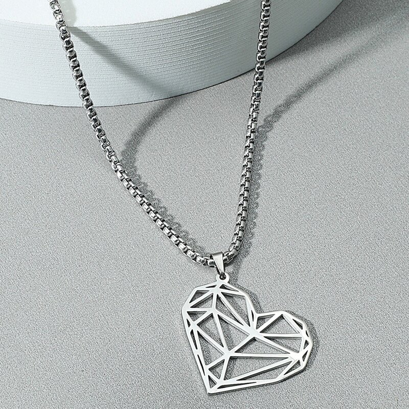 

Guys Heart Charm Necklace, Silver