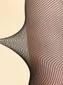 Open Toe Fishnet Tights - Black - View 5