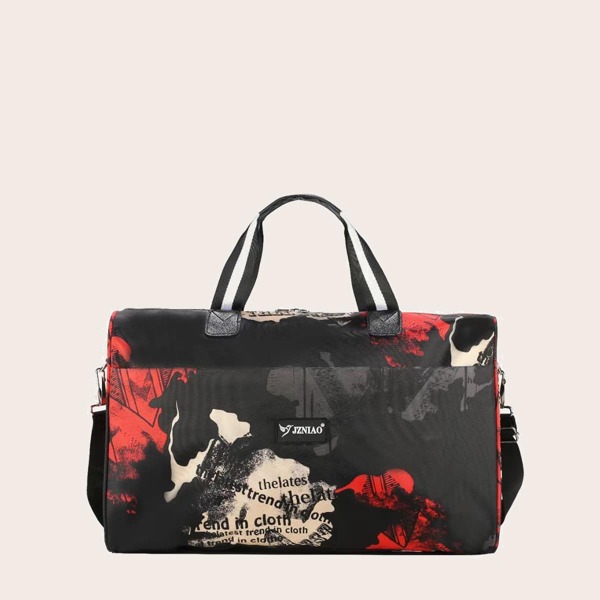 

Letter Graphic Large Capacity Duffle Bag, Black