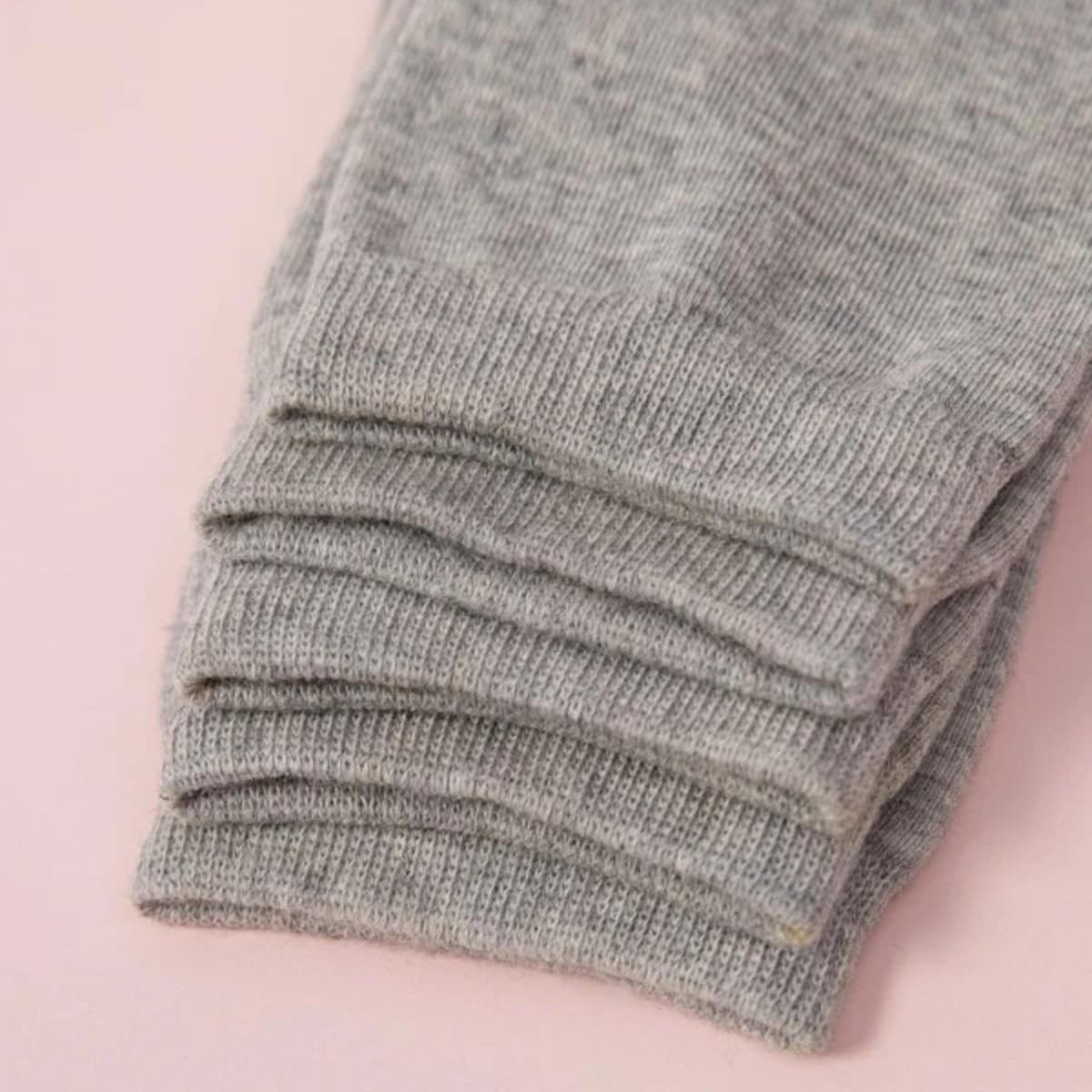 

5pairs Plain Crew Socks, Grey