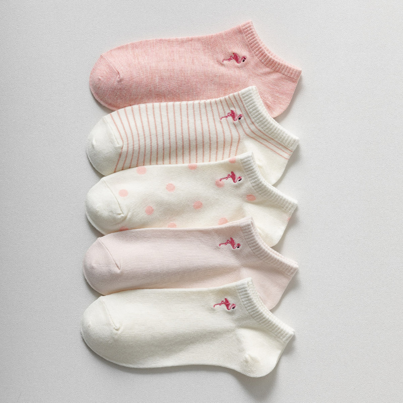 

5pairs Flamingo Graphic Ankle Socks, Multicolor