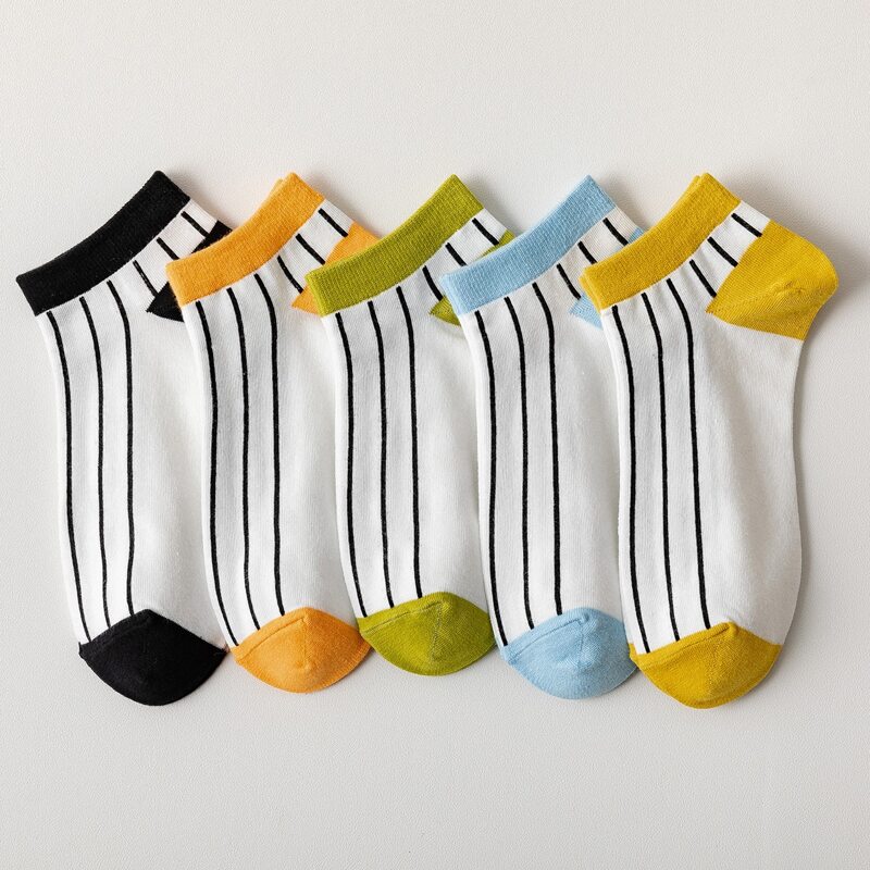

5pairs Striped Ankle Socks, Multicolor