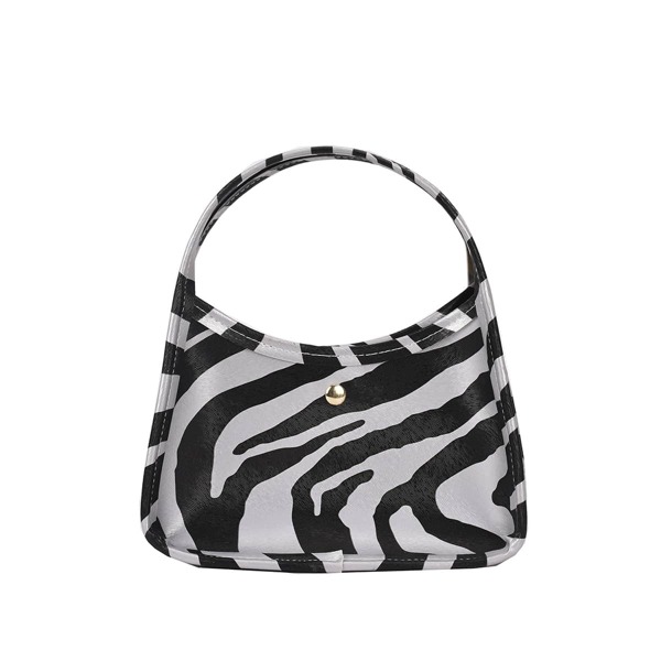 

Zebra Striped Print Satchel Bag, Black and white
