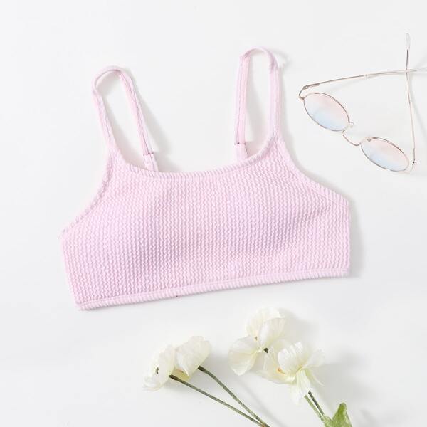 

Girls Textured Bikini Top, Baby pink