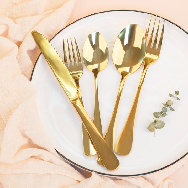 

5pcs Stainless Steel Cutlery Set, Gold
