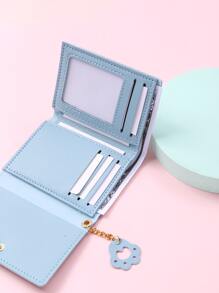 Cartoon Graphic Small Wallet Pocket Wallet Small Purse ID Window Tri-Fold Women Wallet Portable, Money, Cash White-Collar Workers, For Female College, Work, Business, Commute, Office, For Anniversary, For Couple, For Birthday Gift, On Valentine Day Gift, Gift - Blue - View 2