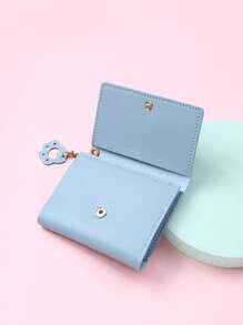 Cartoon Graphic Small Wallet Pocket Wallet Small Purse ID Window Tri-Fold Women Wallet Portable, Money, Cash White-Collar Workers, For Female College, Work, Business, Commute, Office, For Anniversary, For Couple, For Birthday Gift, On Valentine Day Gift, Gift - Blue - View 4